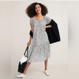 Hatch Maternity Floral Black and White Dress